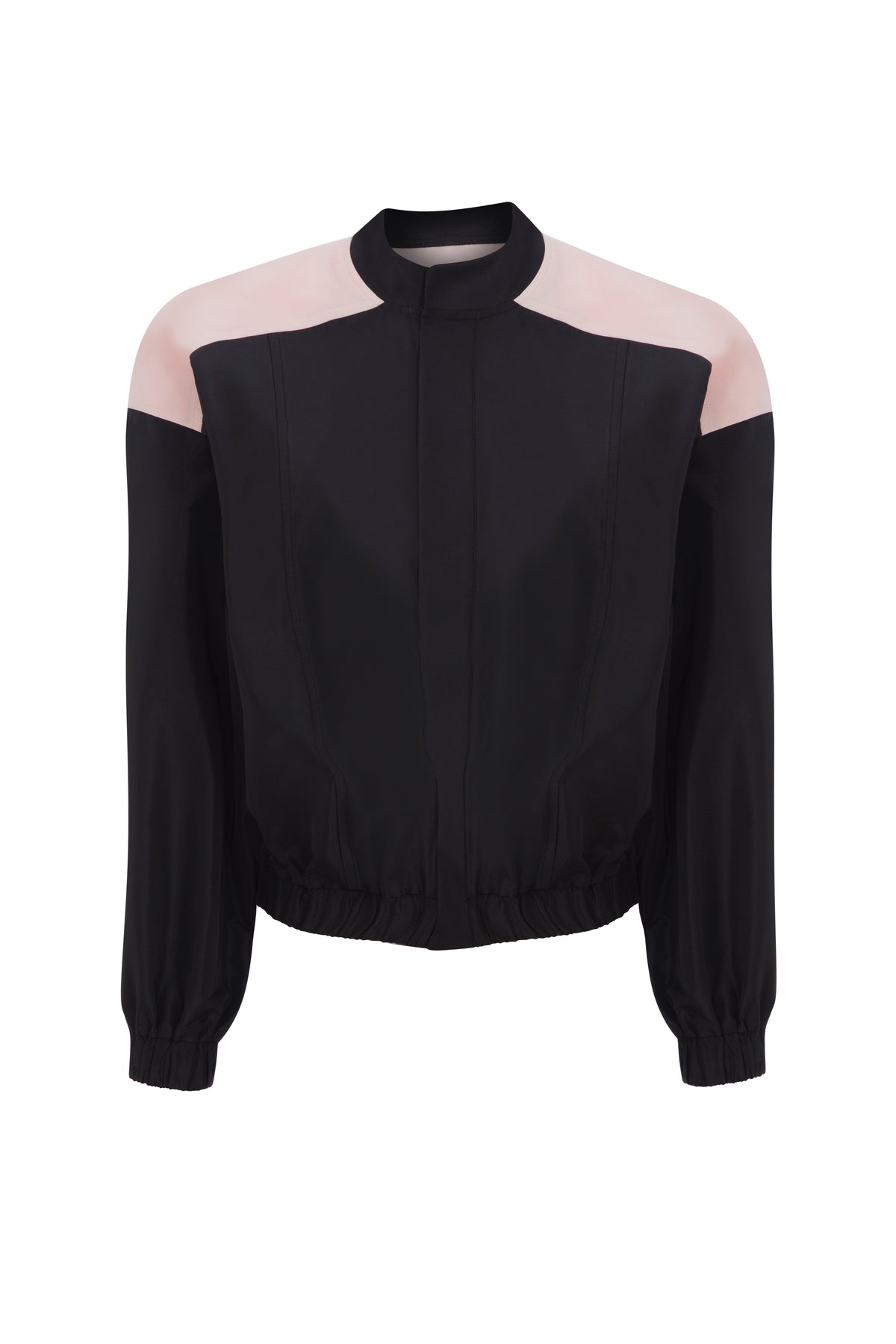 Black & Pink Taffeta Bomber Jacket