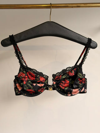 VIVIENNE ROSE PRINT SILK BRALETTE