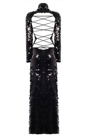 LUCINDA SEQUINED OPEN-BACK MAXI DRESS