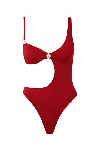 Faux-Pearl Cordelia Cut-Out Swimsuit