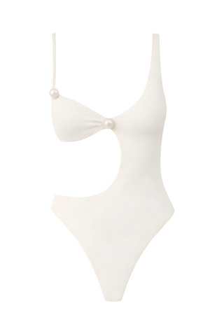 Faux-Pearl Cordelia Cut-Out Swimsuit