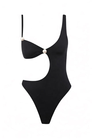 Faux-Pearl Cordelia Cut-Out Swimsuit