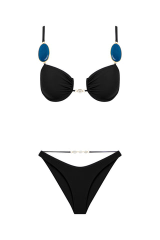 CRYSTAL QUARTZ AND AGATE EMBELLISHED UNDERWIRED BIKINI