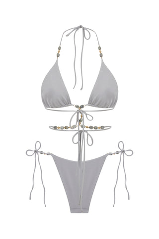 Labradorite & Hematite Triangle Bikini Grey back
