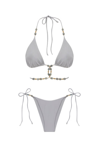 Labradorite & Hematite Triangle Bikini Grey