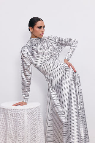 HELENA POLKA-DOT SATIN DRESS