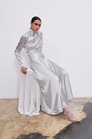 HELENA POLKA-DOT SATIN DRESS