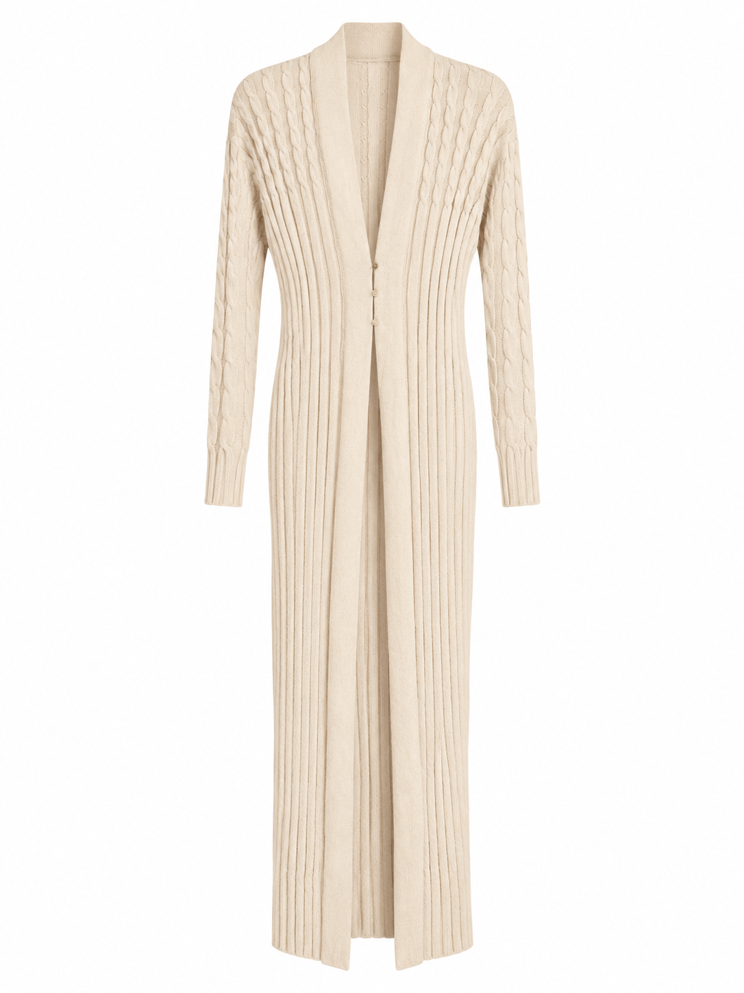 Lucienne Ecru Ribbed Cable-Knit Cardigan
