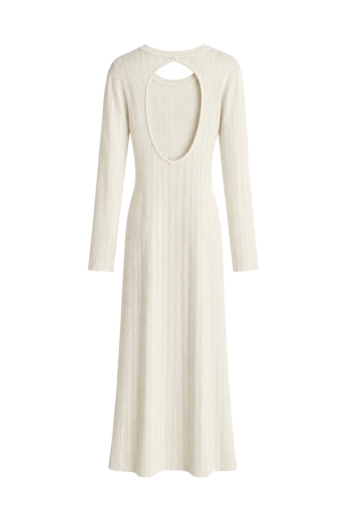 Isadora Ecru Open-Back Ribbed Knit Maxi Dress