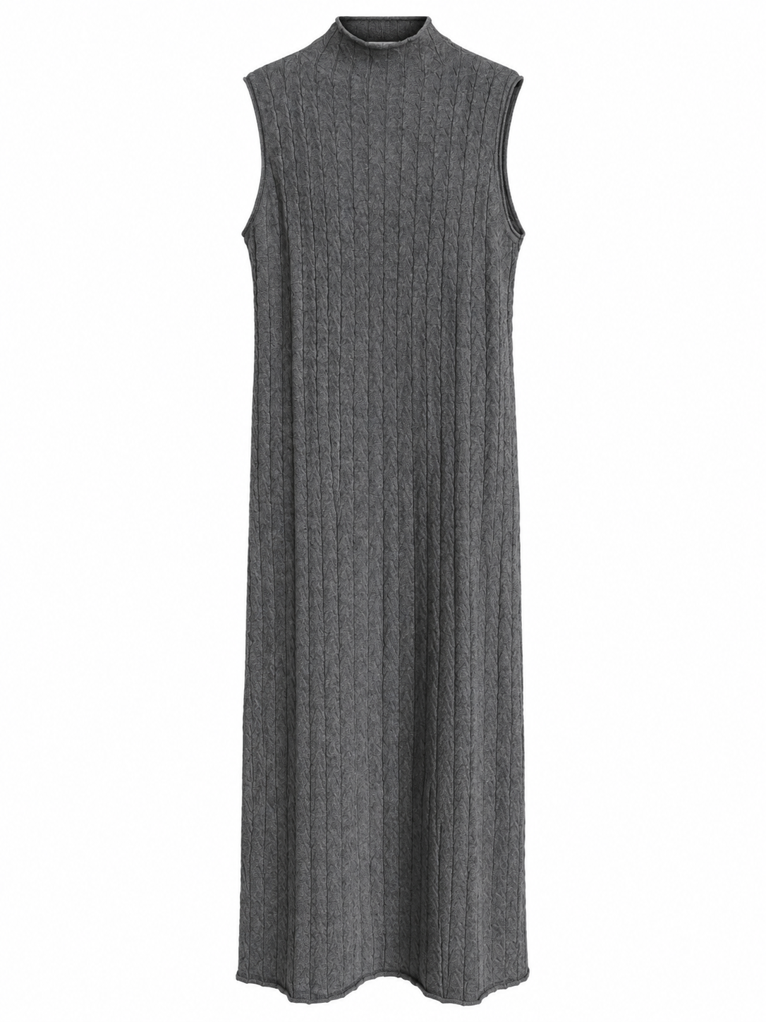 Leonora Gray Sleeveless Turtleneck Long Knit Dress