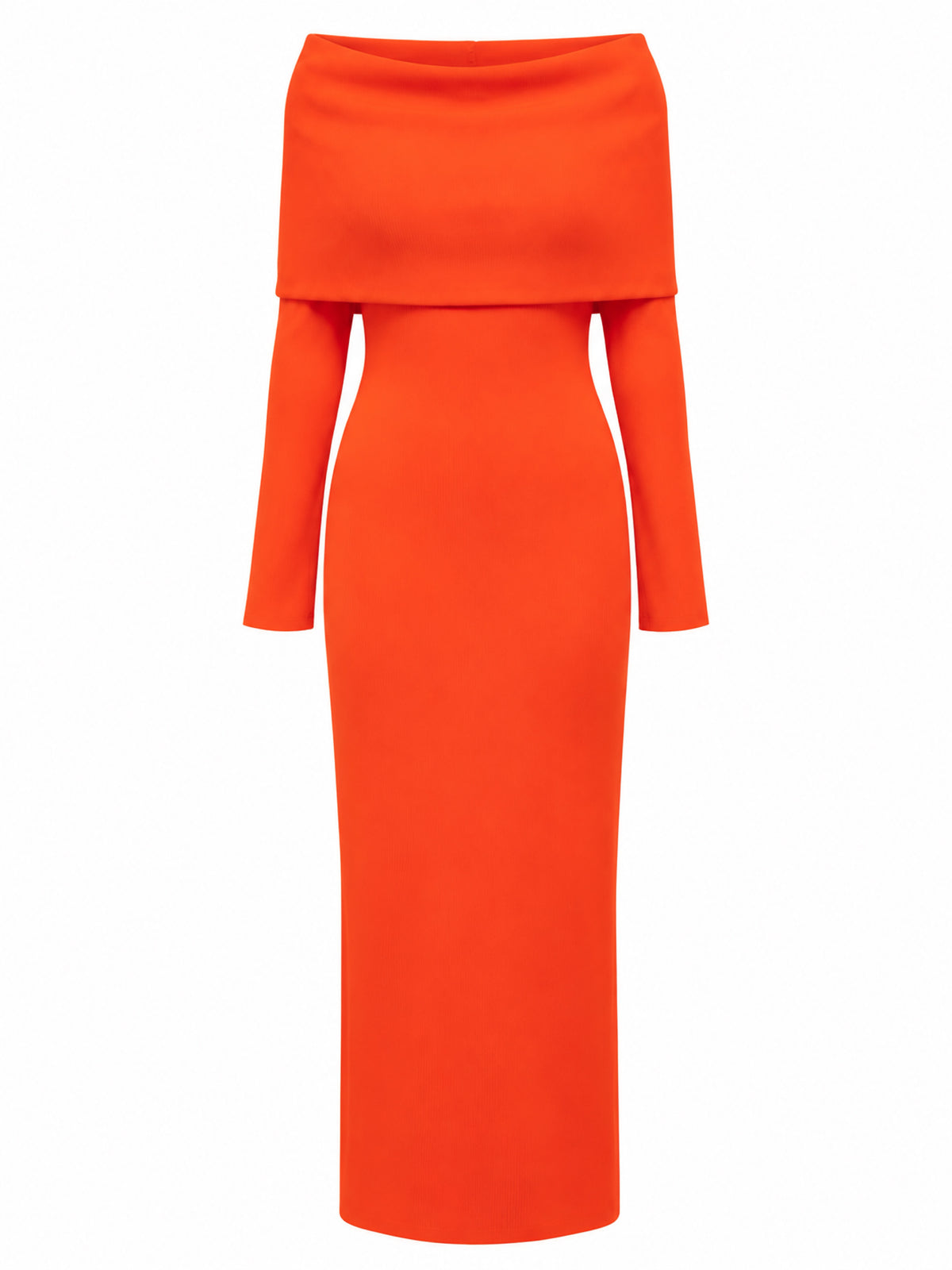 Naya Orange Off-Shoulder Long Knit Dress
