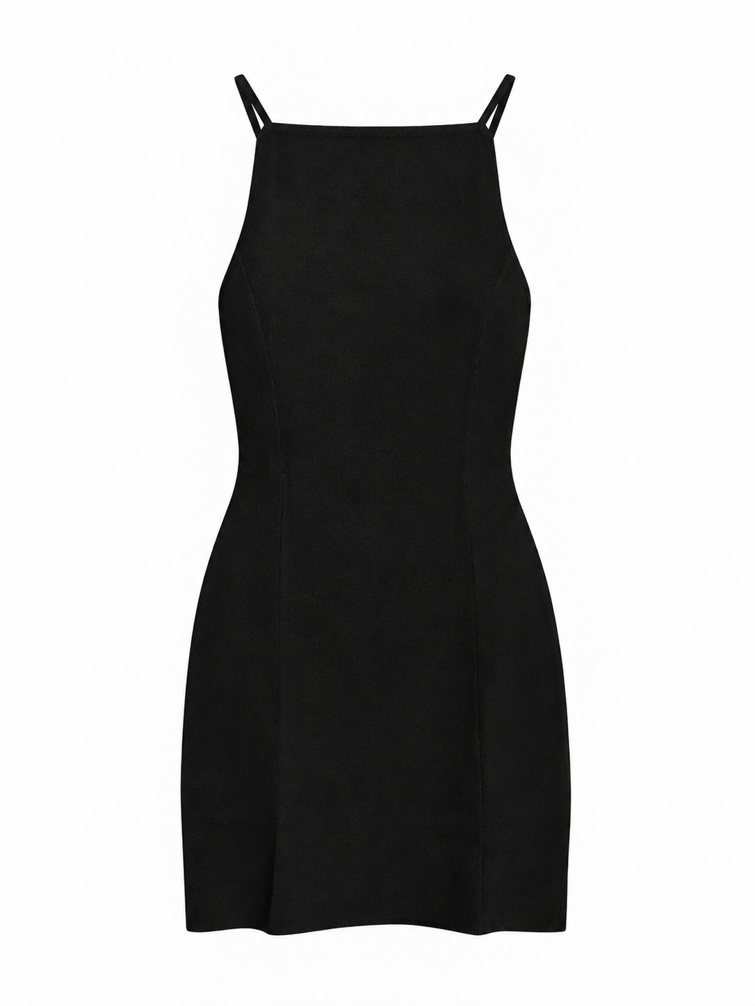 Vera Black Square-Neck Mini Knit Dress