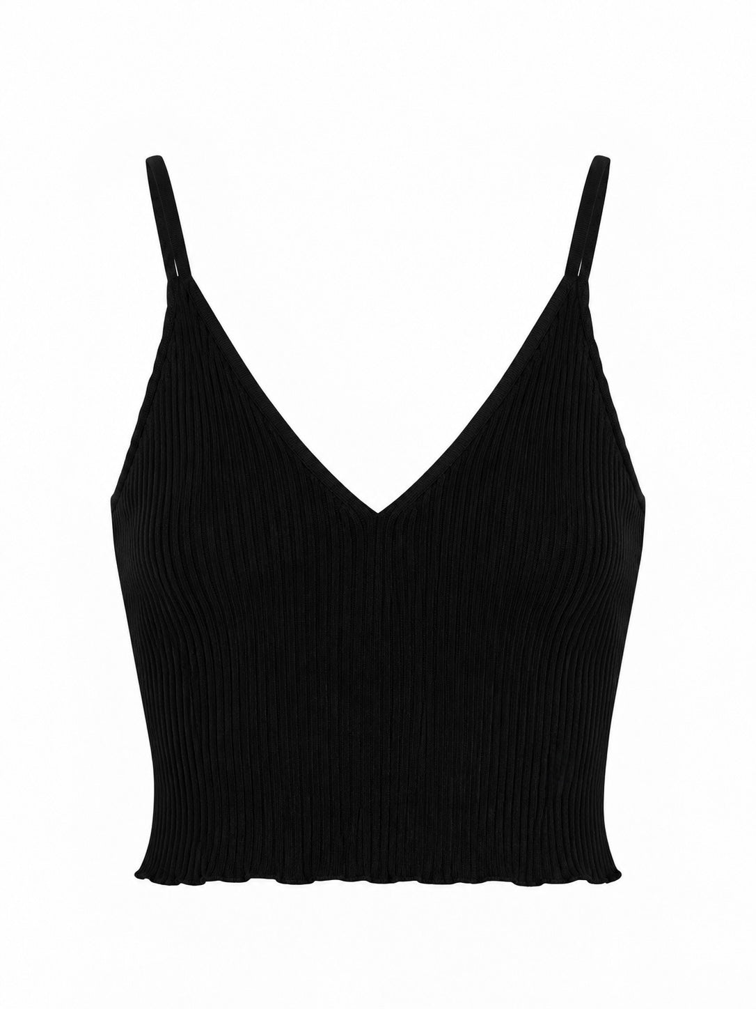 Gia Black V-Neck Thin-Strap Knit Bustier