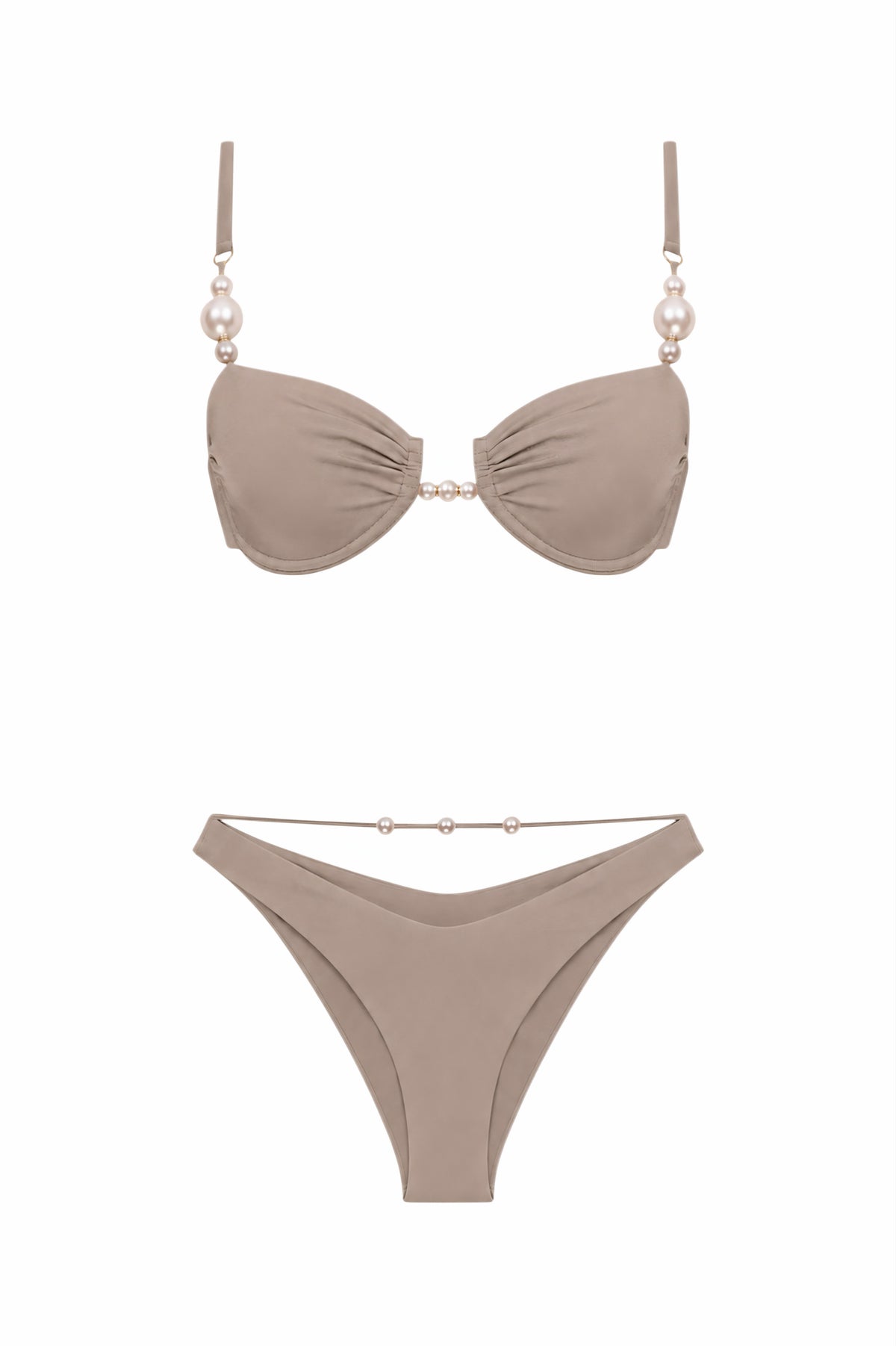 Faux-Pearl Embellished Underwired Bikini
