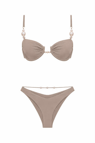 Faux-Pearl Embellished Underwired Bikini