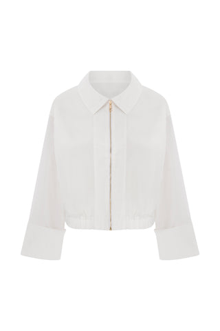 White Taffeta Bomber Jacket