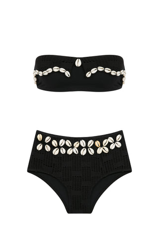 SHELL EMBELLISHED STRAPLESS BIKINI