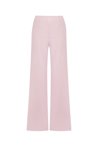 PEONY EMBROIDERED COLLAR PINK STRIPED PAJAMA SET