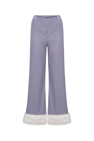 CONTESSA STRIPED PAJAMA SET WITH LACE TRIM