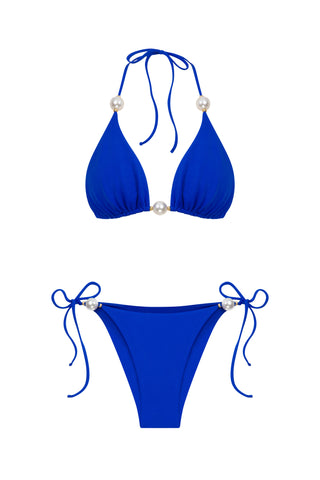 FAUX-PEARL EMBELLISHED TRIANGLE BIKINI