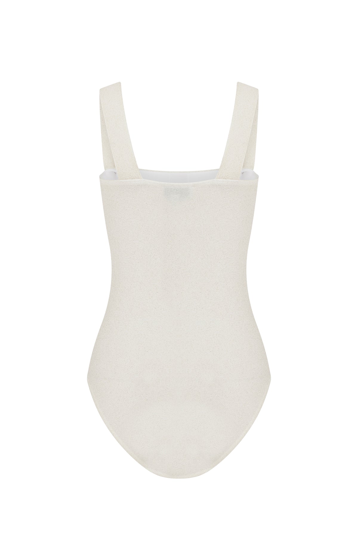 Faux-Pearl Button Embellished One-Piece White