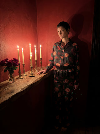 ROSELINE ROSE-PRINTED COTTON PAJAMA SET