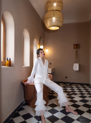 LUNARIA PAJAMA SET WITH ORGANZA FRILL DETAIL