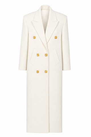 Mathilda Double-Breasted Coat White