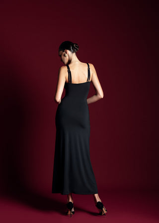 Be Happy Button-Embellished Maxi Dress Black