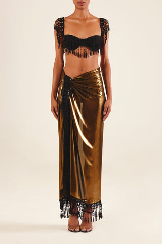 FRINGED EMBELLISHED MAXI PAREO