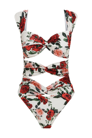 RETRO BUSTIER DRAPÉ SWIMSUIT