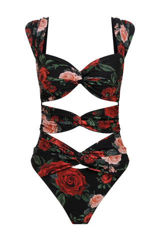 RETRO BUSTIER DRAPÉ SWIMSUIT